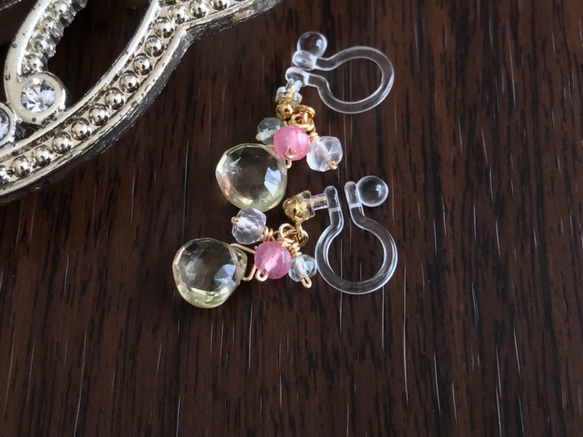 K14GF Lemon Quartz Clip Earrings 第9張的照片