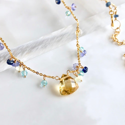 K14GF Citrine and blue gemstone necklace 第1張的照片