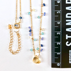 K14GF Citrine and blue gemstone necklace 第4張的照片