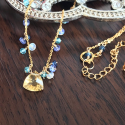 K14GF Citrine and blue gemstone necklace 第7張的照片