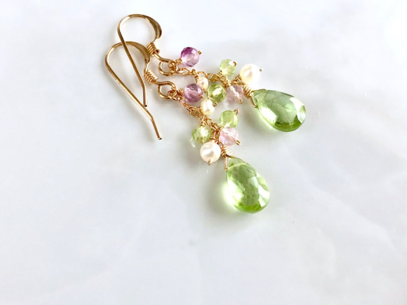 K14GF Peridot and Fluorite Earrings 第7張的照片