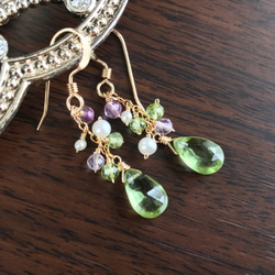 K14GF Peridot and Fluorite Earrings 第8張的照片