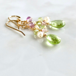 K14GF Peridot and Fluorite Earrings 第10張的照片