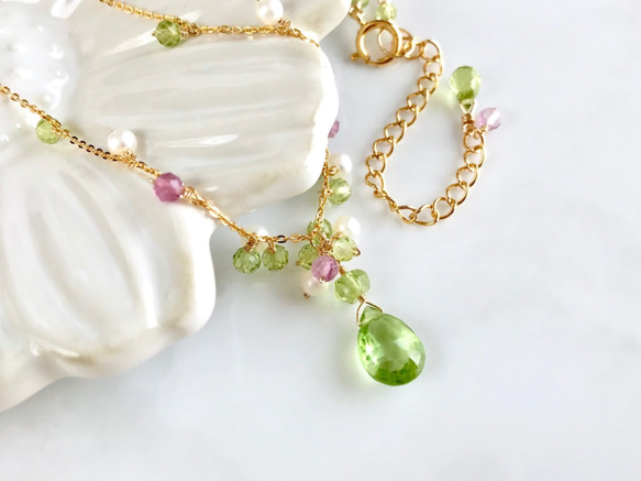 K14GF It Peridot and Fuorite Necklace 第1張的照片