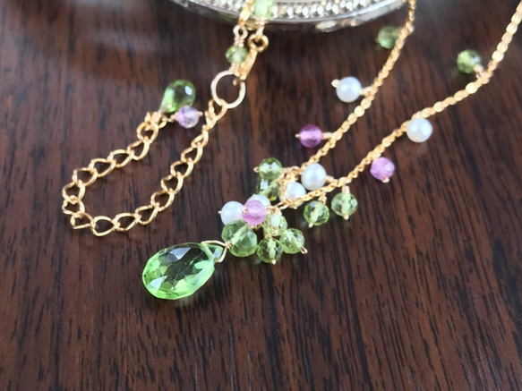 K14GF It Peridot and Fuorite Necklace 第2張的照片