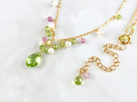 K14GF It Peridot and Fuorite Necklace 第6張的照片