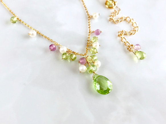 K14GF It Peridot and Fuorite Necklace 第9張的照片