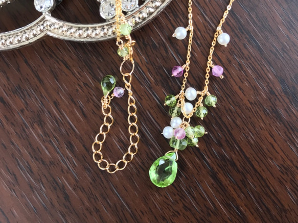 K14GF It Peridot and Fuorite Necklace 第10張的照片