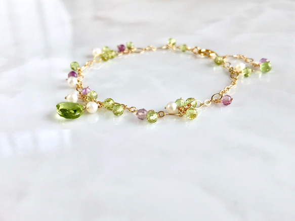 K14GF Peridot and Fluorite Bracelet 第3張的照片