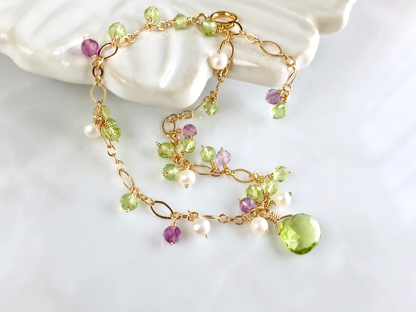 K14GF Peridot and Fluorite Bracelet 第1張的照片