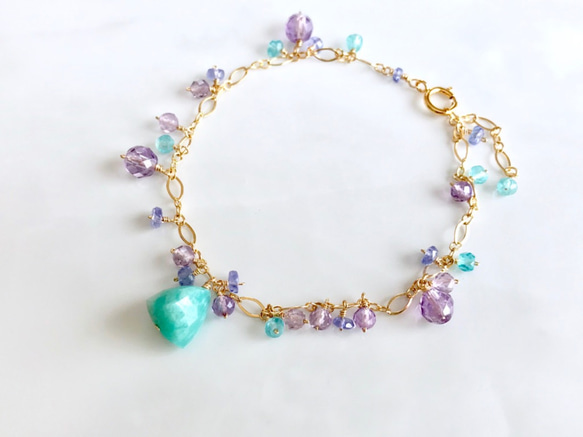 K14GF Amazonite and amethyst bracelet 第1張的照片