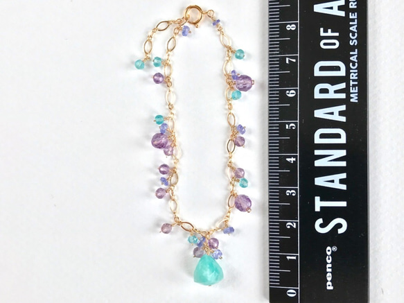 K14GF Amazonite and amethyst bracelet 第4張的照片