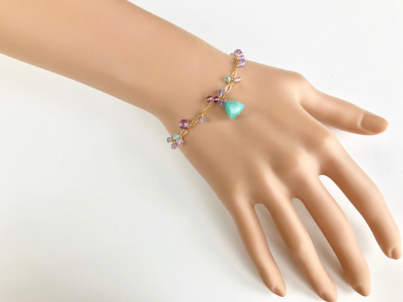 K14GF Amazonite and amethyst bracelet 第5張的照片