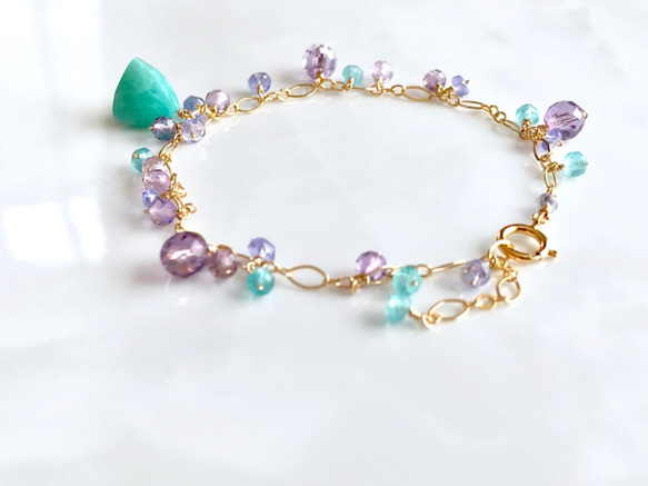 K14GF Amazonite and amethyst bracelet 第8張的照片