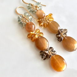 K14GF Brown Moonstone Earrings 第1張的照片