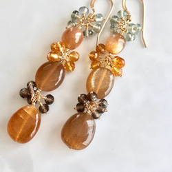 K14GF Brown Moonstone Earrings 第7張的照片