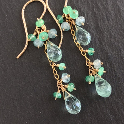 K14GF Mint green Tourmaline and emerald earrings 第2張的照片