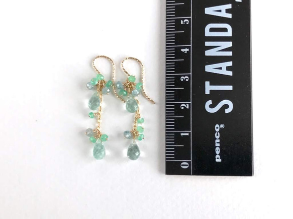 K14GF Mint green Tourmaline and emerald earrings 第4張的照片