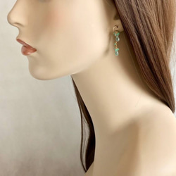 K14GF Mint green Tourmaline and emerald earrings 第5張的照片