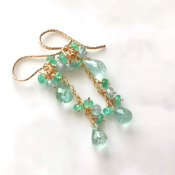 K14GF Mint green Tourmaline and emerald earrings 第7張的照片