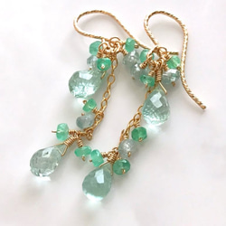 K14GF Mint green Tourmaline and emerald earrings 第8張的照片