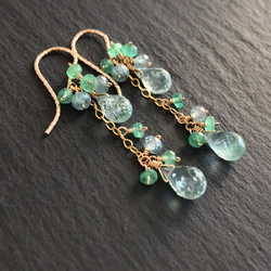 K14GF Mint green Tourmaline and emerald earrings 第9張的照片