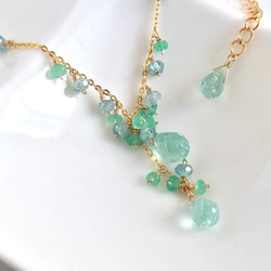 K14GF Mint Green Tourmaline and Emerald Necklace 第1張的照片