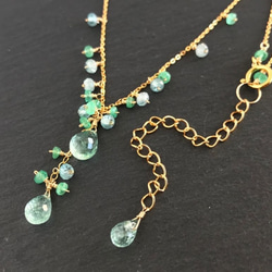 K14GF Mint Green Tourmaline and Emerald Necklace 第2張的照片