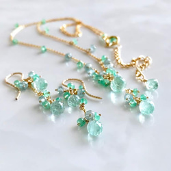 K14GF Mint Green Tourmaline and Emerald Necklace 第3張的照片