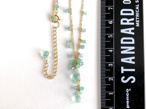 K14GF Mint Green Tourmaline and Emerald Necklace 第4張的照片