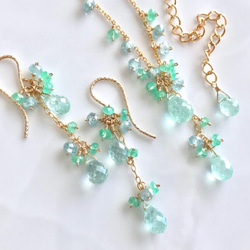 K14GF Mint Green Tourmaline and Emerald Necklace 第6張的照片