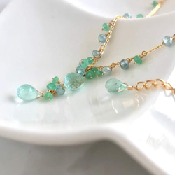 K14GF Mint Green Tourmaline and Emerald Necklace 第7張的照片