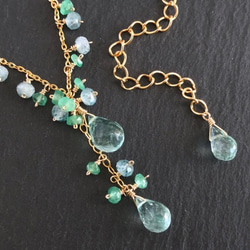 K14GF Mint Green Tourmaline and Emerald Necklace 第8張的照片