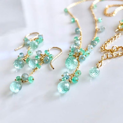 K14GF Mint Green Tourmaline and Emerald Necklace 第9張的照片