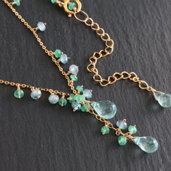 K14GF Mint Green Tourmaline and Emerald Necklace 第10張的照片