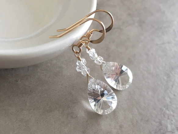 K14GF Crystal and Herkimer Diamond Earrings 第1張的照片