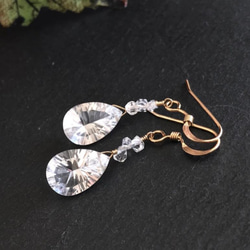 K14GF Crystal and Herkimer Diamond Earrings 第3張的照片