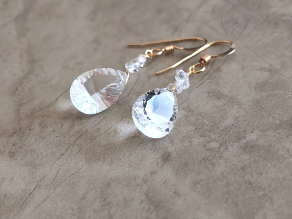 K14GF Crystal and Herkimer Diamond Earrings 第7張的照片