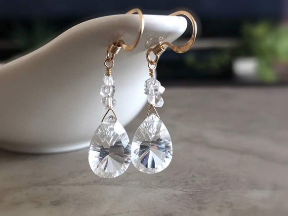 K14GF Crystal and Herkimer Diamond Earrings 第9張的照片