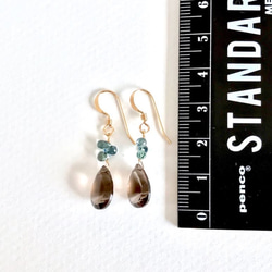 K14GF Smoky quartz and sapphire earrings. 第4張的照片