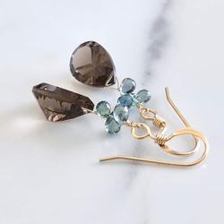 K14GF Smoky quartz and sapphire earrings. 第9張的照片