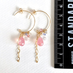 K14GF Deep Rose Quartz Earrings 第4張的照片