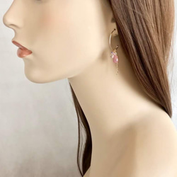 K14GF Deep Rose Quartz Earrings 第5張的照片