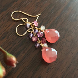 K14GF Rhodochrosite earrings 第2張的照片