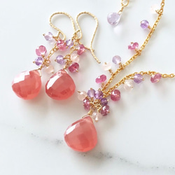 K14GF Rhodochrosite earrings 第7張的照片