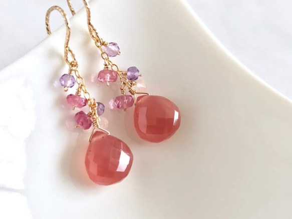 K14GF Rhodochrosite earrings 第8張的照片