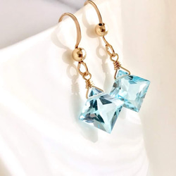 K14GF Sky Blue Topaz Earrings 第1張的照片