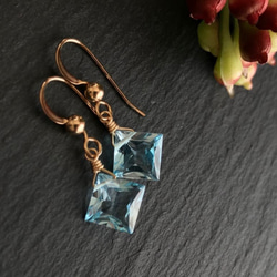 K14GF Sky Blue Topaz Earrings 第2張的照片