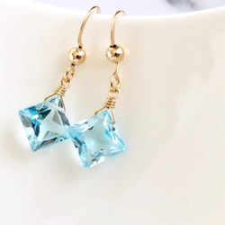 K14GF Sky Blue Topaz Earrings 第8張的照片