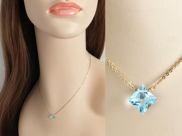 K14GF Sky Blue Topaz Necklace 第5張的照片